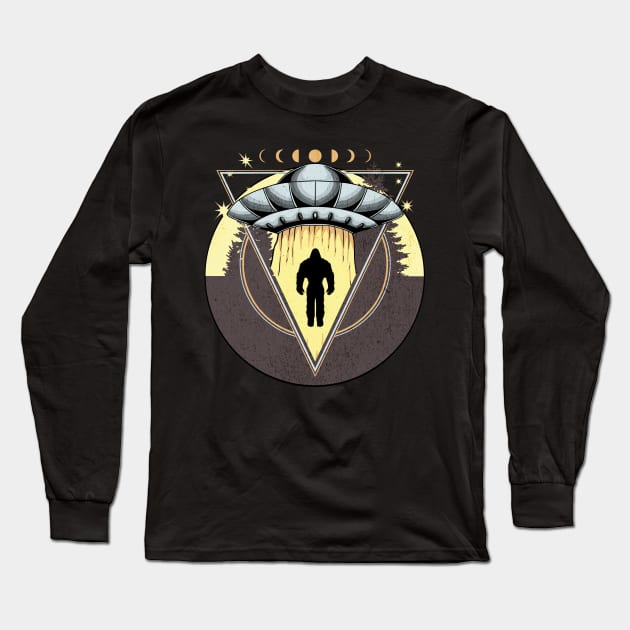 Bigfoot And UFO Long Sleeve T-Shirt by Norse Magic